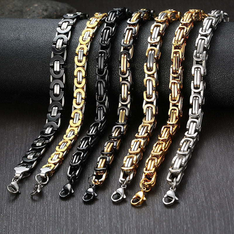 European And American 4MM Byzantine Men's Thick Chain Necklace