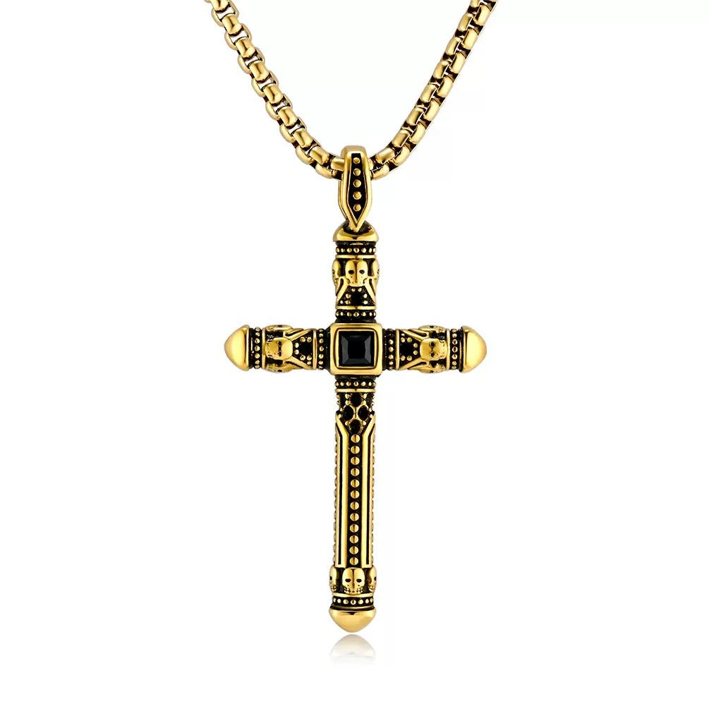 Planderful Stainless Steel Cross Necklace For Men Timeless Vintage Style Engraved Gift