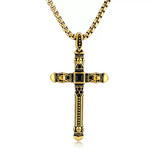 Planderful Stainless Steel Cross Necklace For Men Timeless Vintage Style Engraved Gift