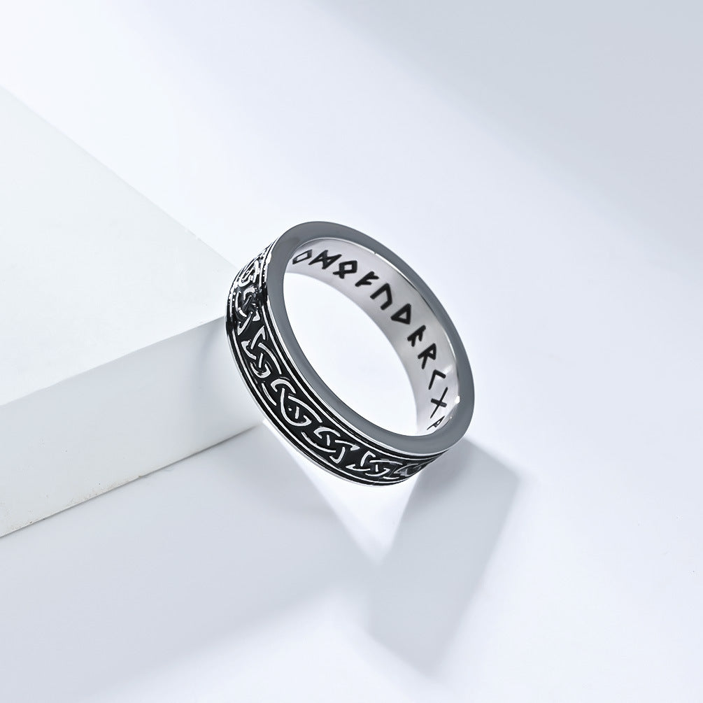 Planderful Authentic Nordic Viking Celtic Knot Titanium Steel Ring for Men: Vintage Antique Design