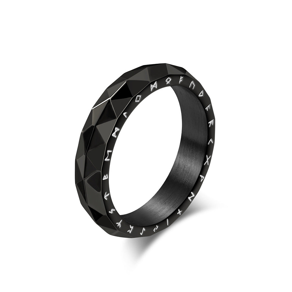 Steel Ring – Vintage Nordic Viking Text