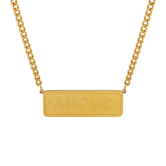 Stylish Stainless Steel Necklace with Hip-Hop English Letter Pendant for Women