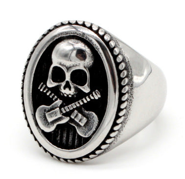 Skull Guitar Titanium Steel Ring