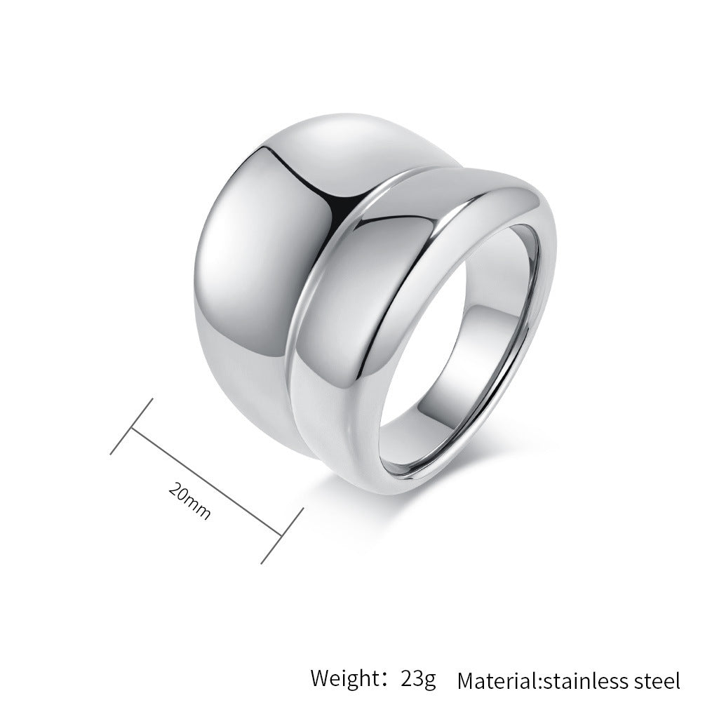 Planderful Statement Ring For Women Exaggerated Wide Band Steel Jewelry With Light Luxury