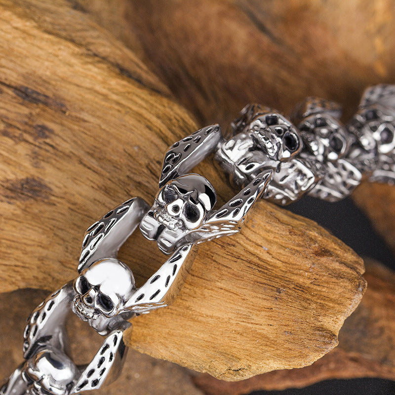Planderful Skull Bracelet Men Titanium Steel Retro Style