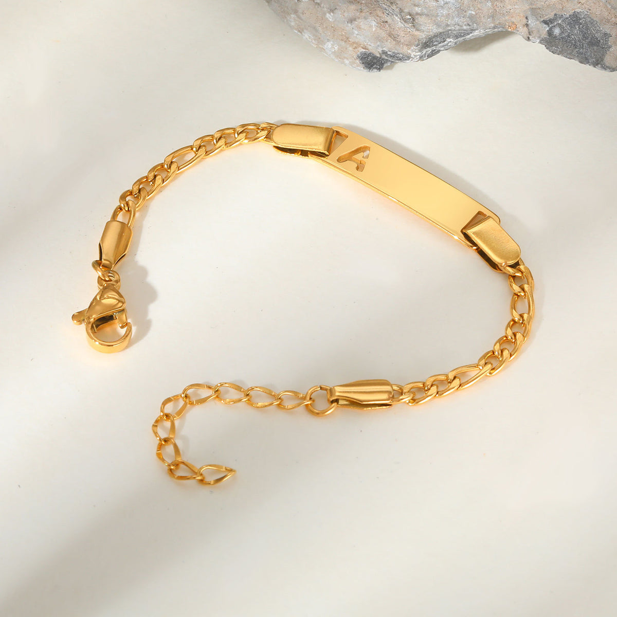 Stainless Steel Hollow Letter Children's Bend Card Electroplated Gold Blank Bend Card Bracelet