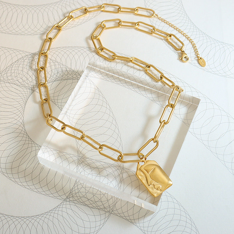 Layered Freshwater Pearl Sweater Chain Necklace with Irregular Pendant