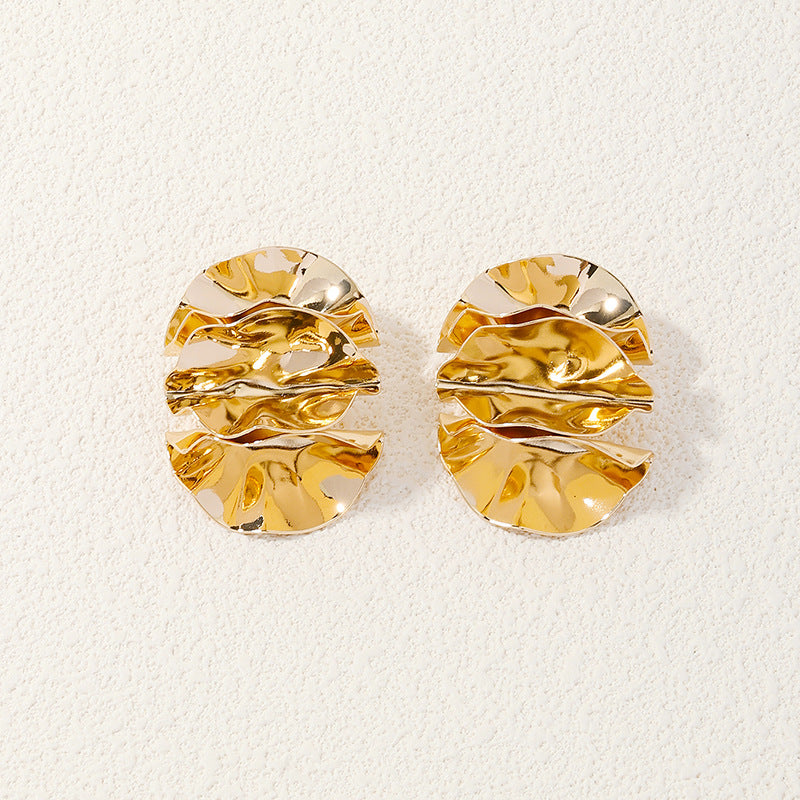 Chic Metal Pleated Women's Earrings - Vienna Verve Collection