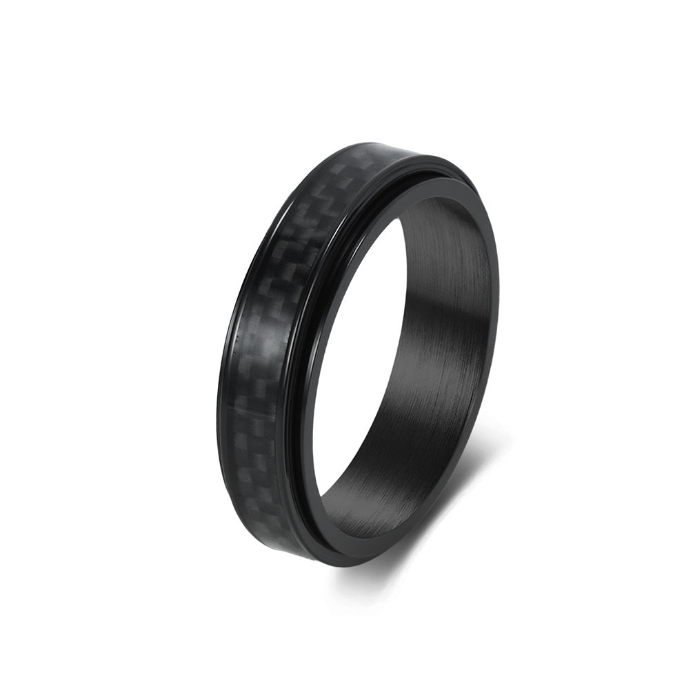 Carbon Fiber Spinner Stainless Steel Ring Unisex