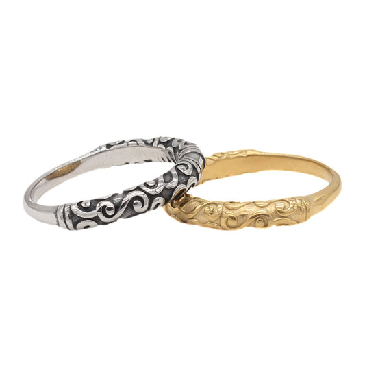 Planderful Everyday Genie Gold Tone Titanium Steel Ring for Men Unisex Personalized Statement