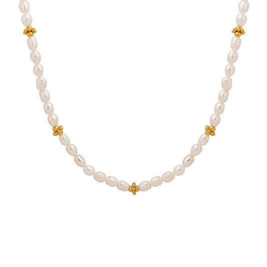 French Style Minimalist Freshwater Pearl Gold Necklace with Personalized Touch