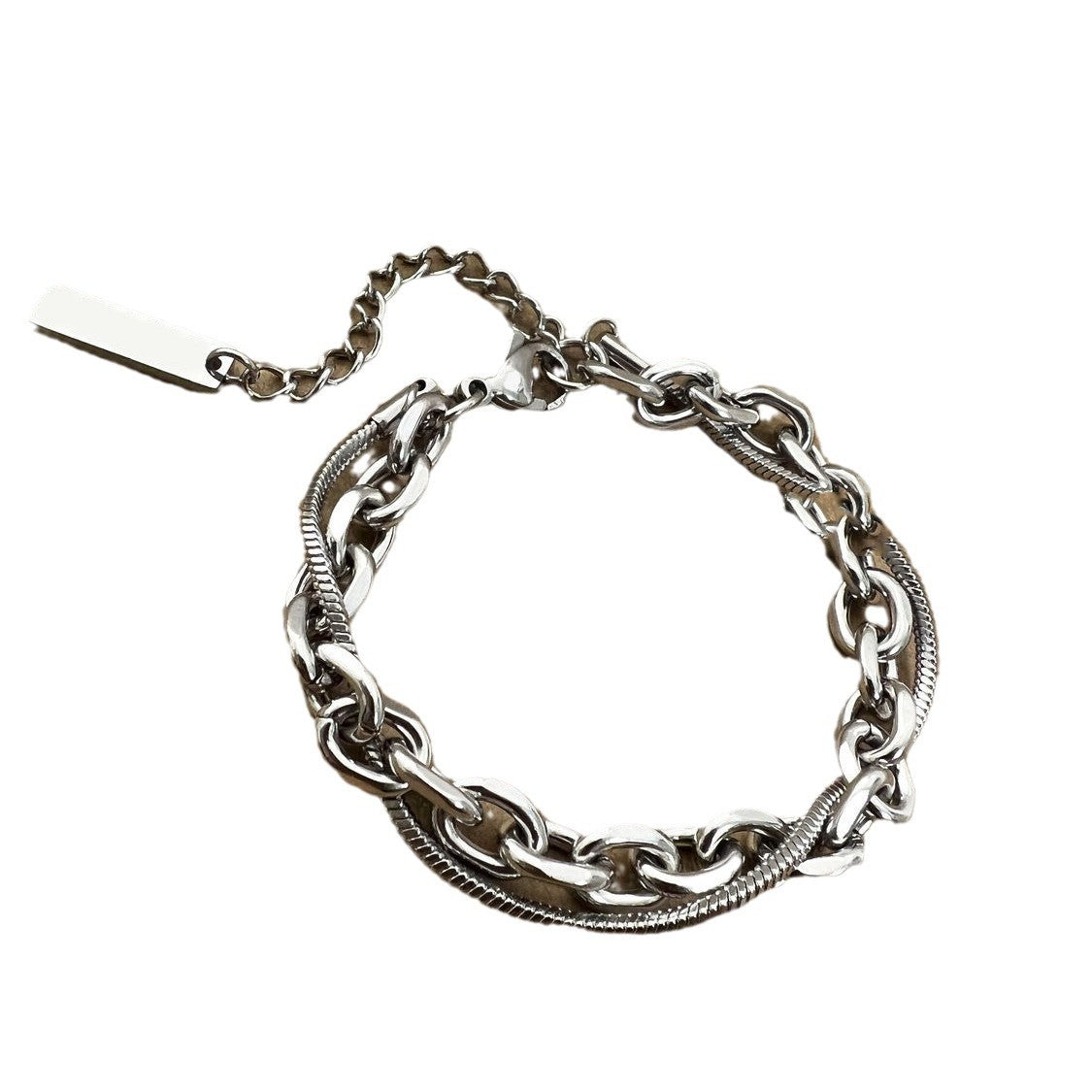 Planderful Jewelry Stainless Steel Cuban Link Bracelet Set With Snake Chain Design