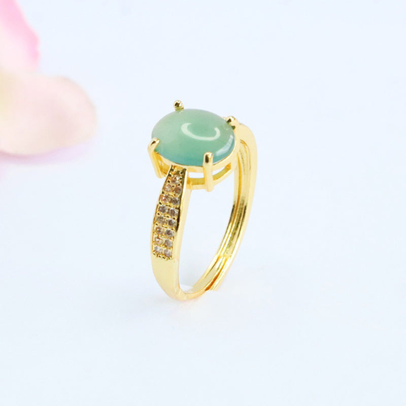Blue-Water Jadeite Star Dew Ring
