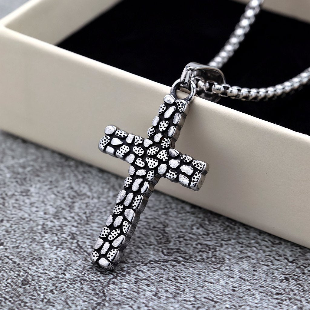 Vintage Cross Stainless Steel Men's Pendant Necklace