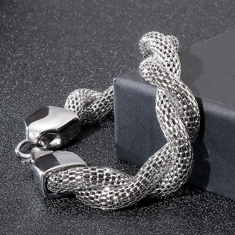 Elegant Men's Snake Bone Chain Bracelet - Japanese and Korean Inspired Stainless Steel Jewelry