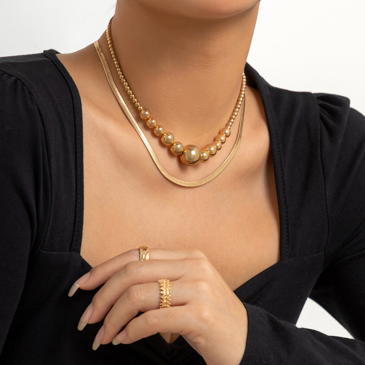 Planderful Snake Chain Necklace Vienna Verve Double Layer For Women Versatile Statement Jewelry