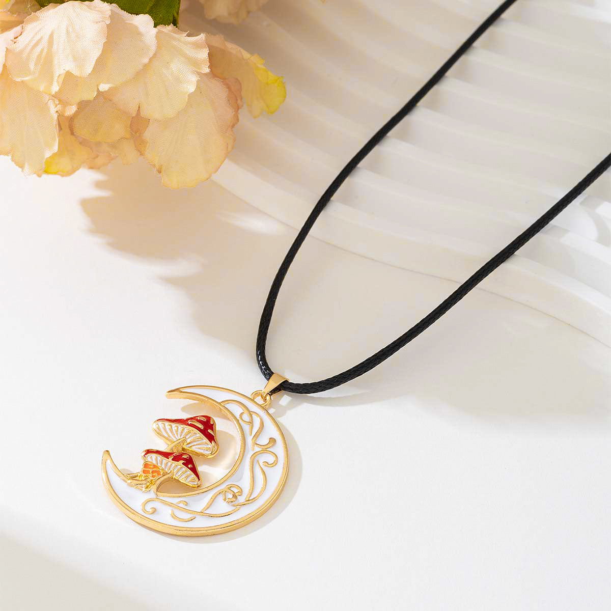 Planderful Vienna Verve Necklace – Cute Metal Moon Mushroom Design