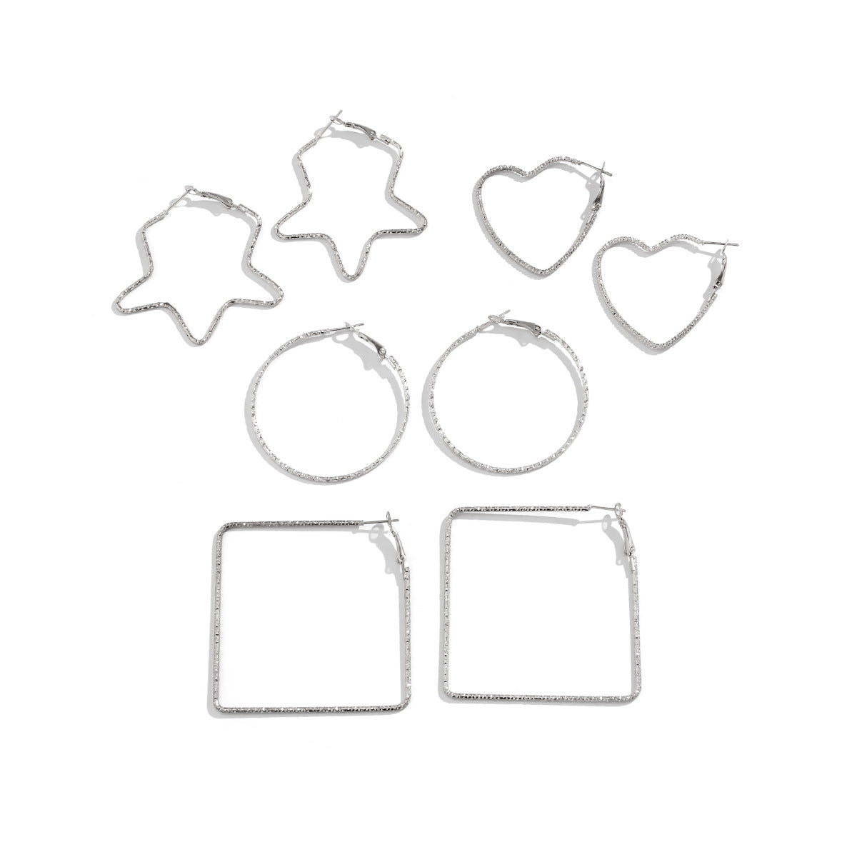 European and American Style Cross-border Jewelry Star and Heart Earrings Set with Imitation Pearl Detailing for Women