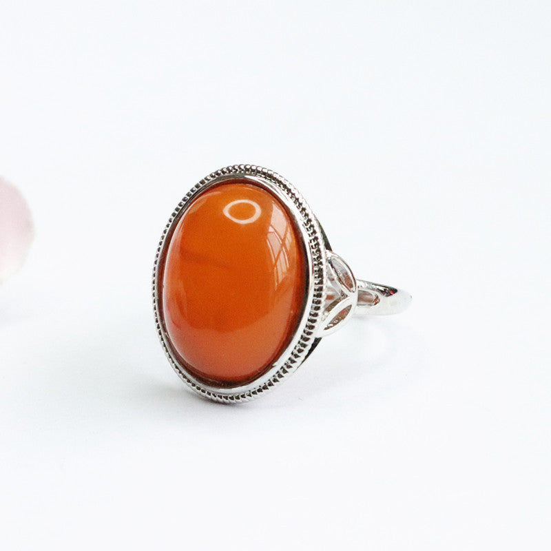 Honey Wax and Amber Sterling Silver Ring from the Fortune's Favor Collection