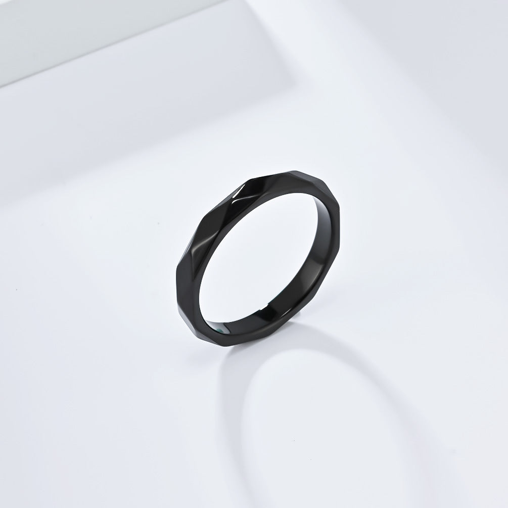 Steel Ring – Elegant Geometric Rhombus Design Everyday Wear For Modern Hipster Style