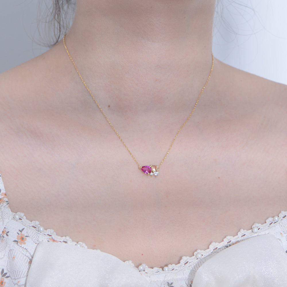 S925 Sterling Silver Necklace Ruby Zircon
