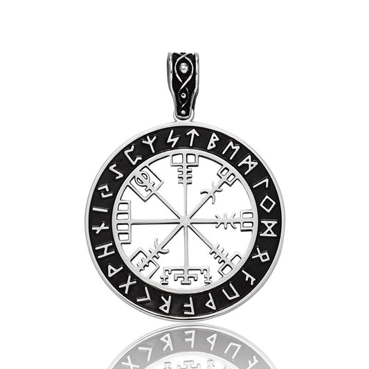 Nordic Viking Rune Titanium Steel Pendant - Double-Sided Precision Casting with Electroplated Black Finish for Men