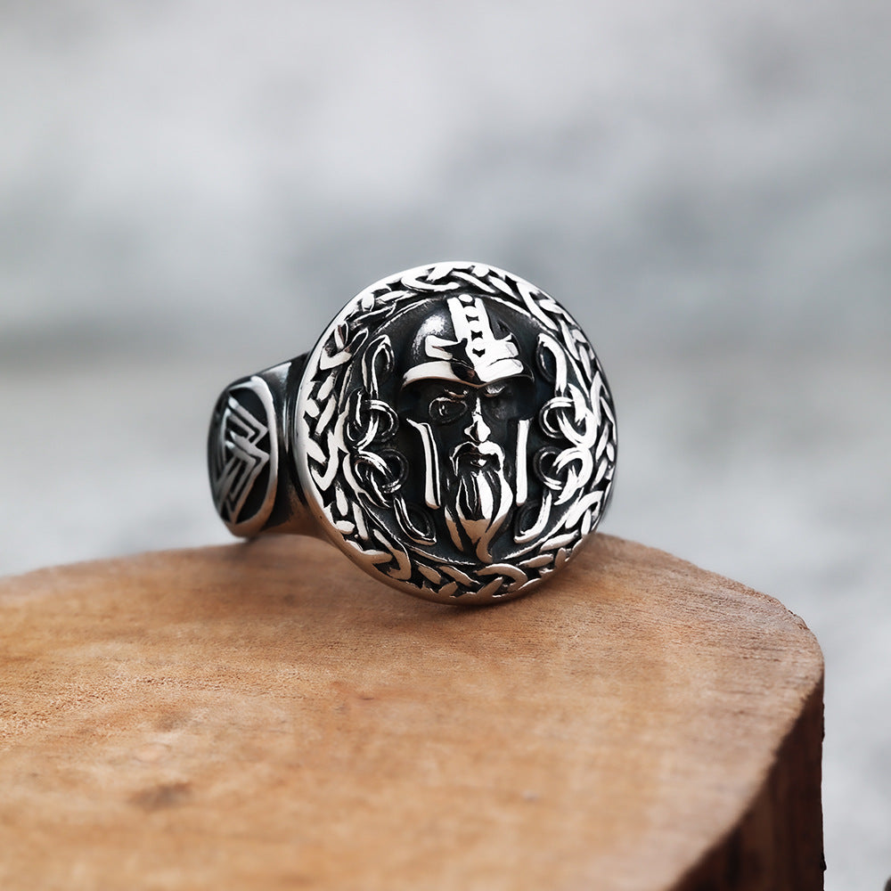 Viking Foreign Trade Collapse Jewelry Titanium Steel Men's Retro Fashion Ring