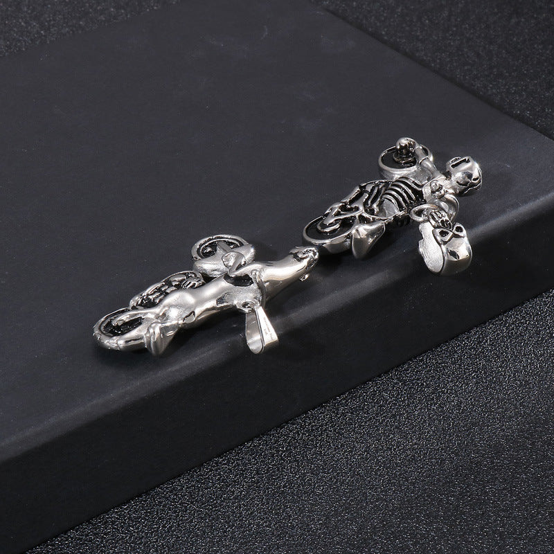 Trendy Hip-Hop Skull Animal Titanium Steel Men's Pendant