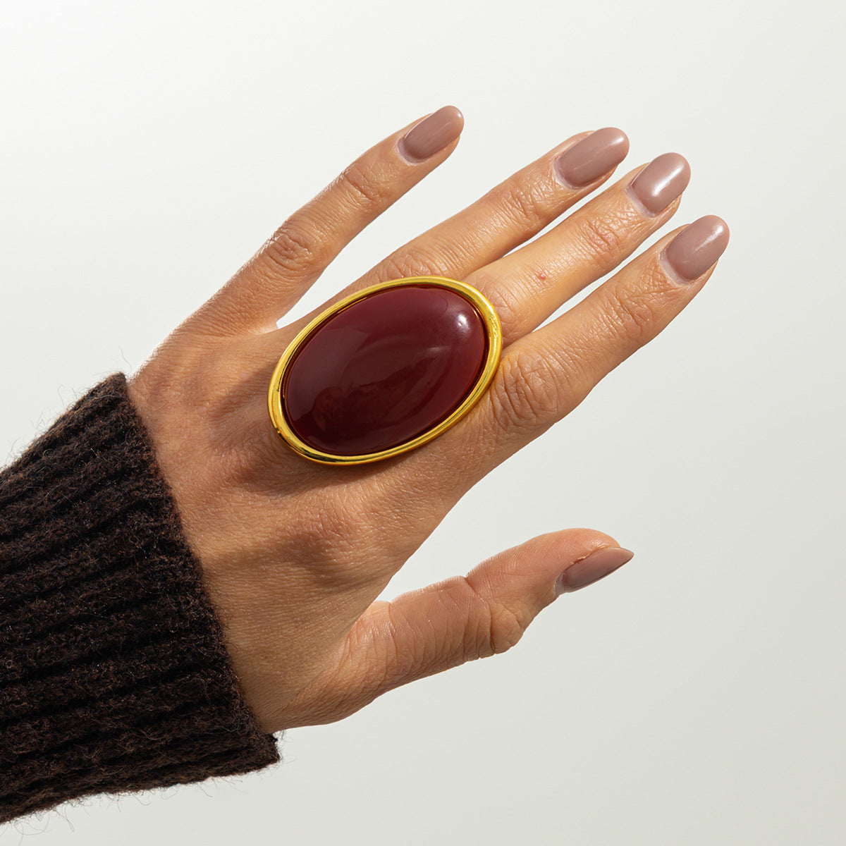 Oval Resin Gemstone Statement Ring By Planderful Vienna Verve For Women Vintage Geometric Opening Jewelry