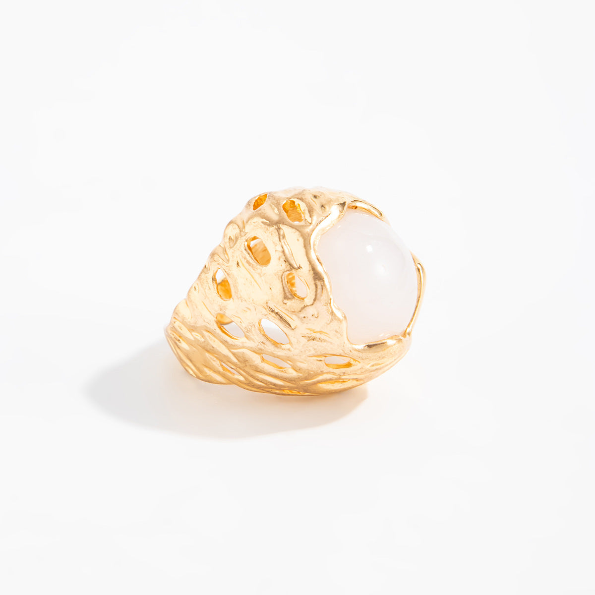 Planderful Bird Nest Gem Ring Bold Retro Geometric Resin Inlay For Statement Jewelry Lovers
