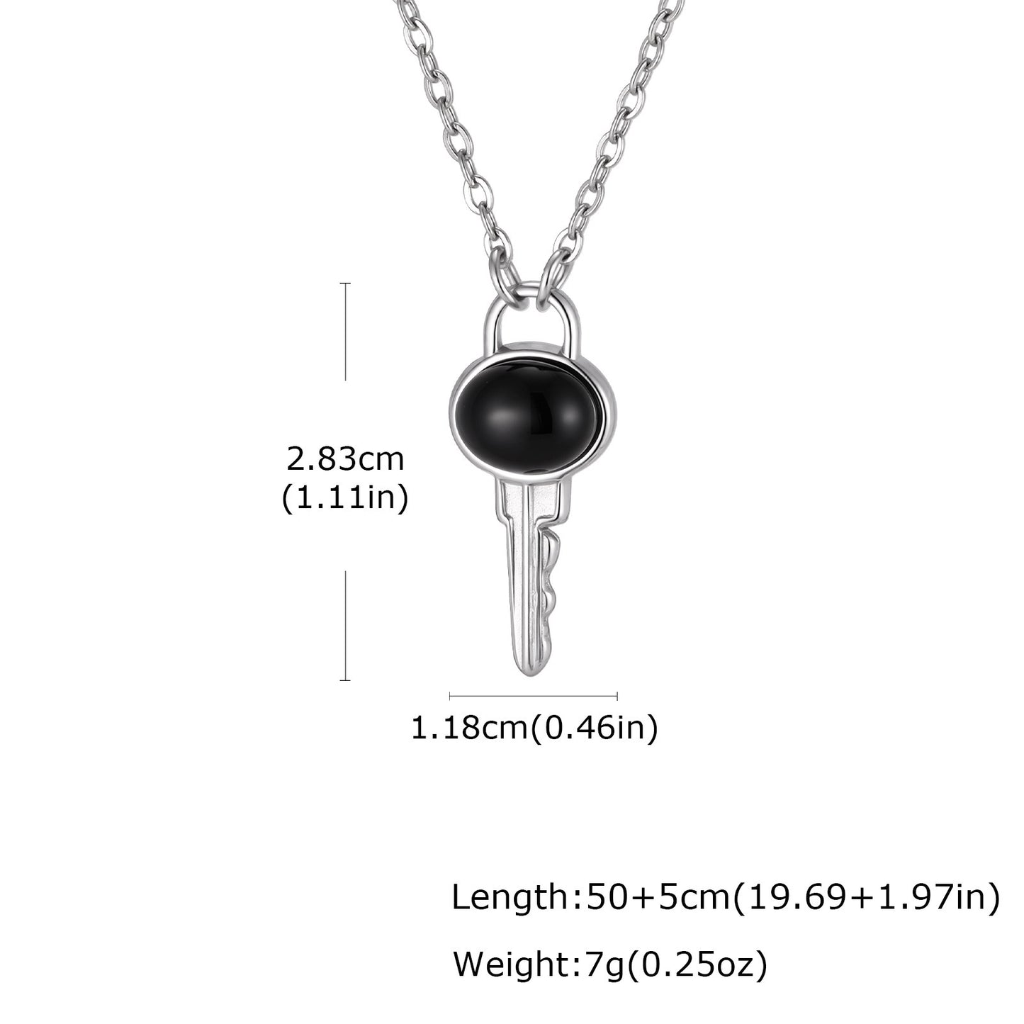 Stainless Steel Black Agate Key Cold Wind Couple Necklace
