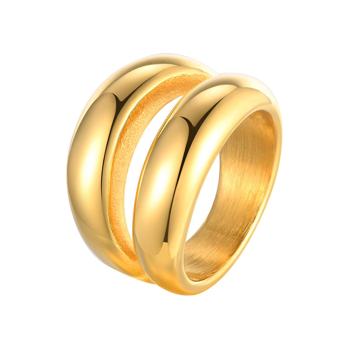 Stainless Steel Smooth Geometric Gold Ring Women