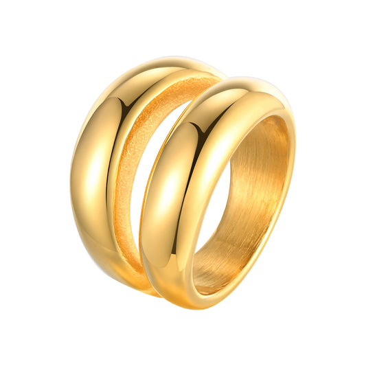 Stainless Steel Smooth Geometric Gold Ring Women