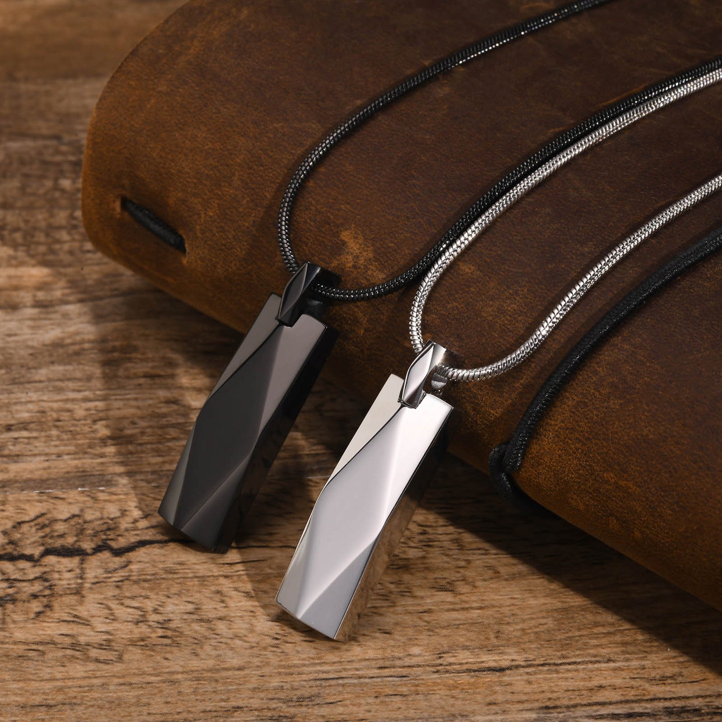 Stainless Steel Rectangular Strip Geometric Necklace for Men