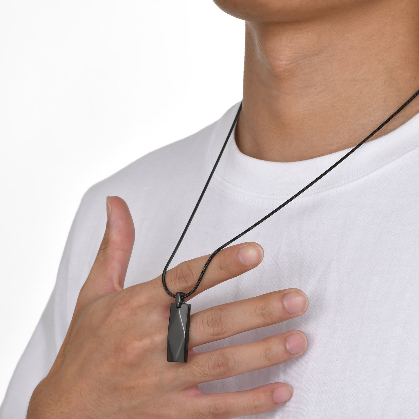 Stainless Steel Rectangular Strip Geometric Necklace for Men