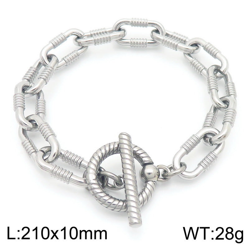 Mens Titanium Steel Bracelet Planderful Skull Buckle Bold