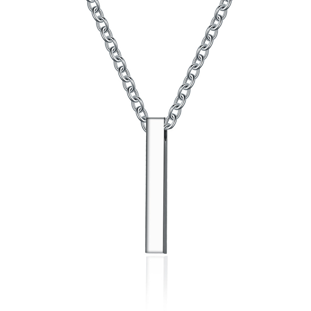 Planderful Titanium Steel Necklace Live For Yourself Pendant Minimalist Long Square Chain For All