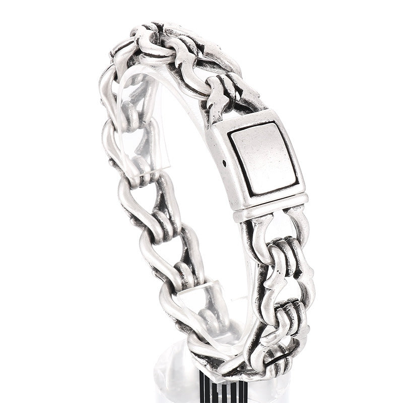 Retro-Inspired Personalized Punk Handcuff Bracelet for Men in Stainless Steel