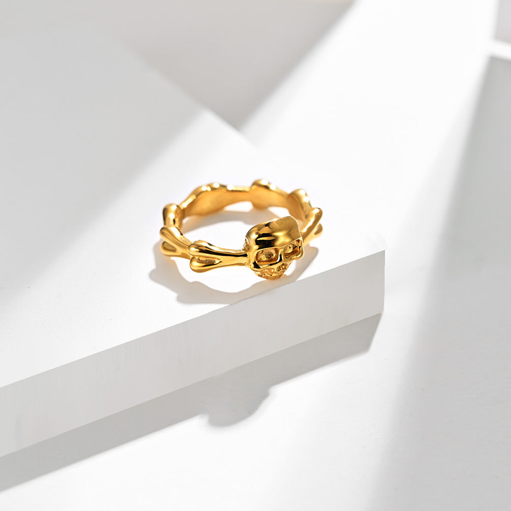 Amazon Supply Skull Motorcyclist Titanium Steel Ring for Men