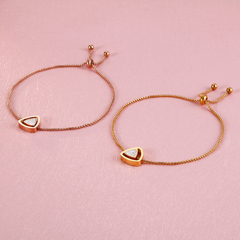 Daily Commuting Minimalist Stainless Steel Geometric Zircon Bracelet Square Pearl Chain