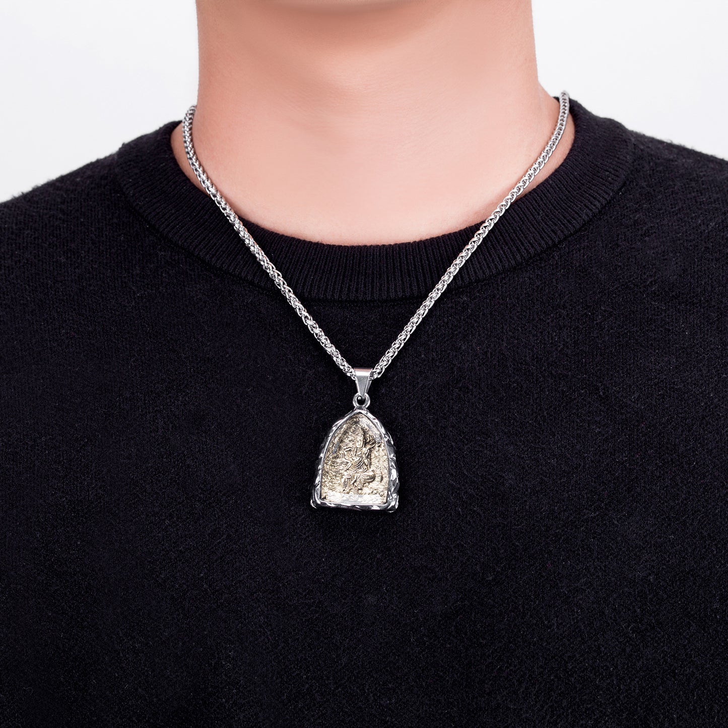 Steel Necklace – Statement Zodiac Buddha
