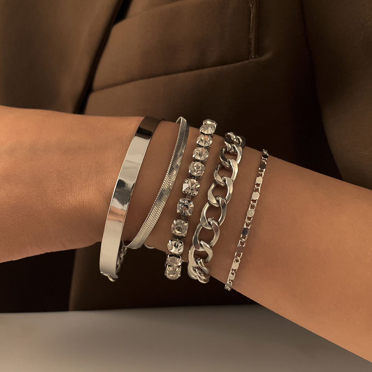 Planderful Vienna Verve Zircon Snake Chain Bracelet For Women Stackable Thick Statement Jewelry
