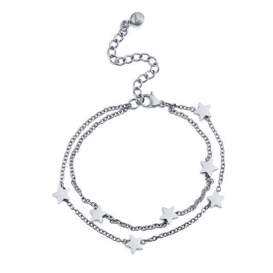 Star Double Layer Gold Stainless Steel Bracelet