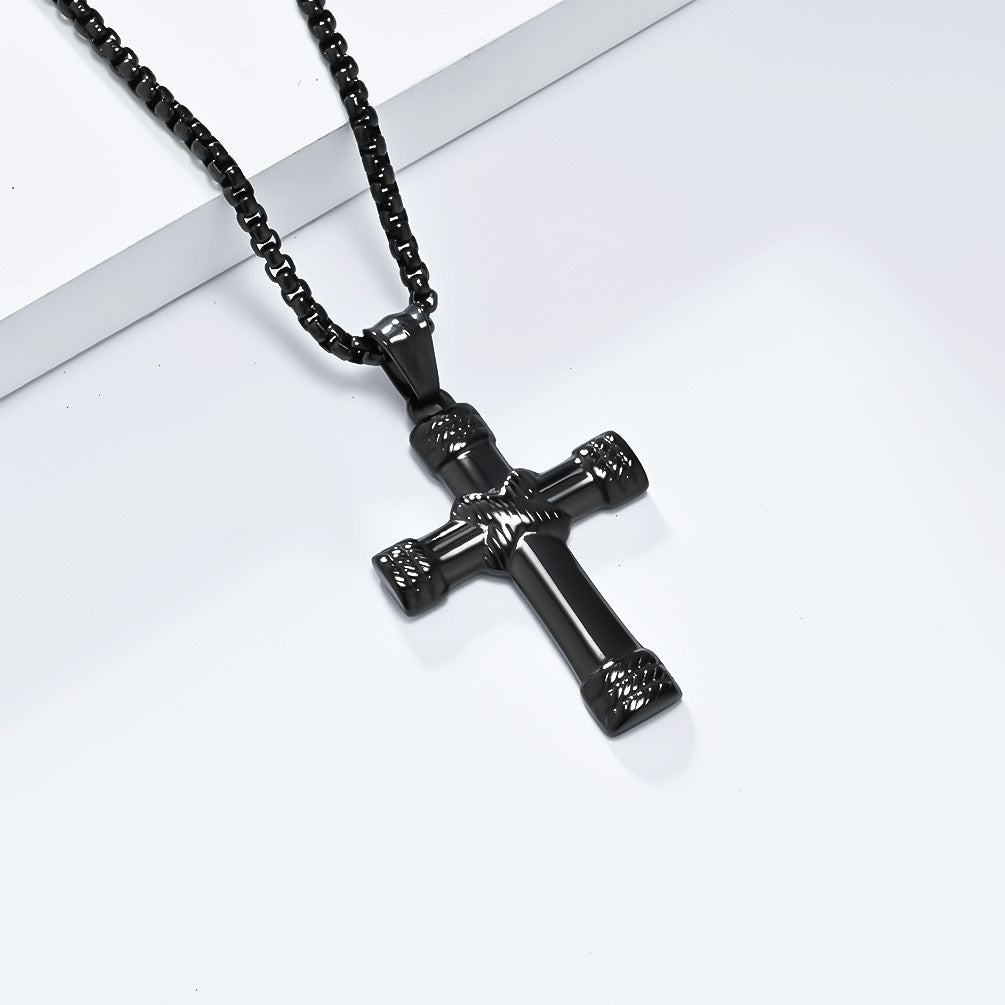 Planderful Rope Knot Cross Necklace Titanium Steel For Men Personalized Trend Jewelry