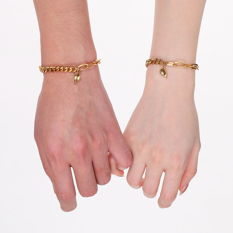 Hip Hop Niche 3.8 Muse Festival Gift Gift – Magnetic Love Titanium Steel Cuban Chain Bracelet