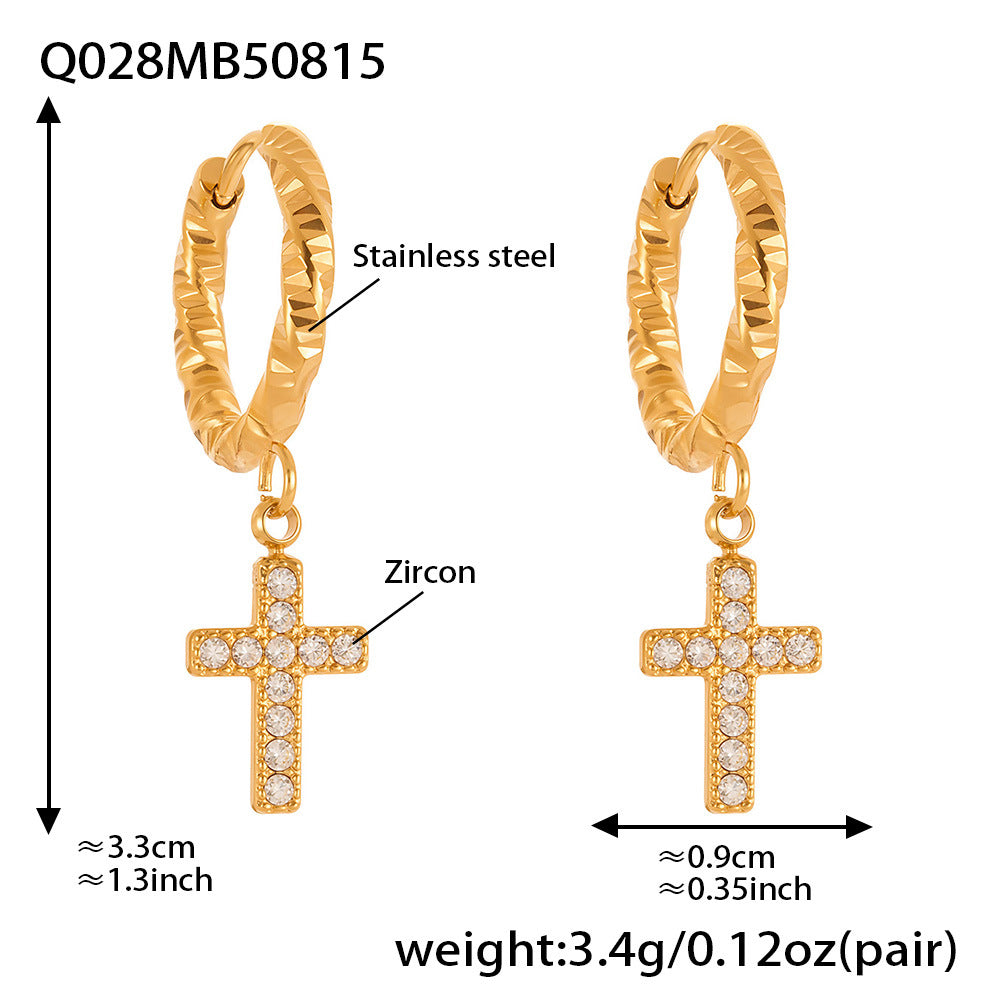 Planderful Zircon Cross Earrings Gold Plated Everyday Genie