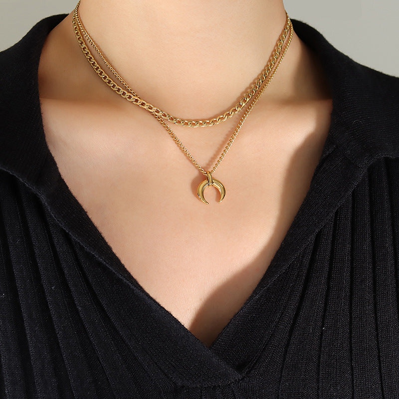 Regal Gold-Plated Moon Lion Necklace