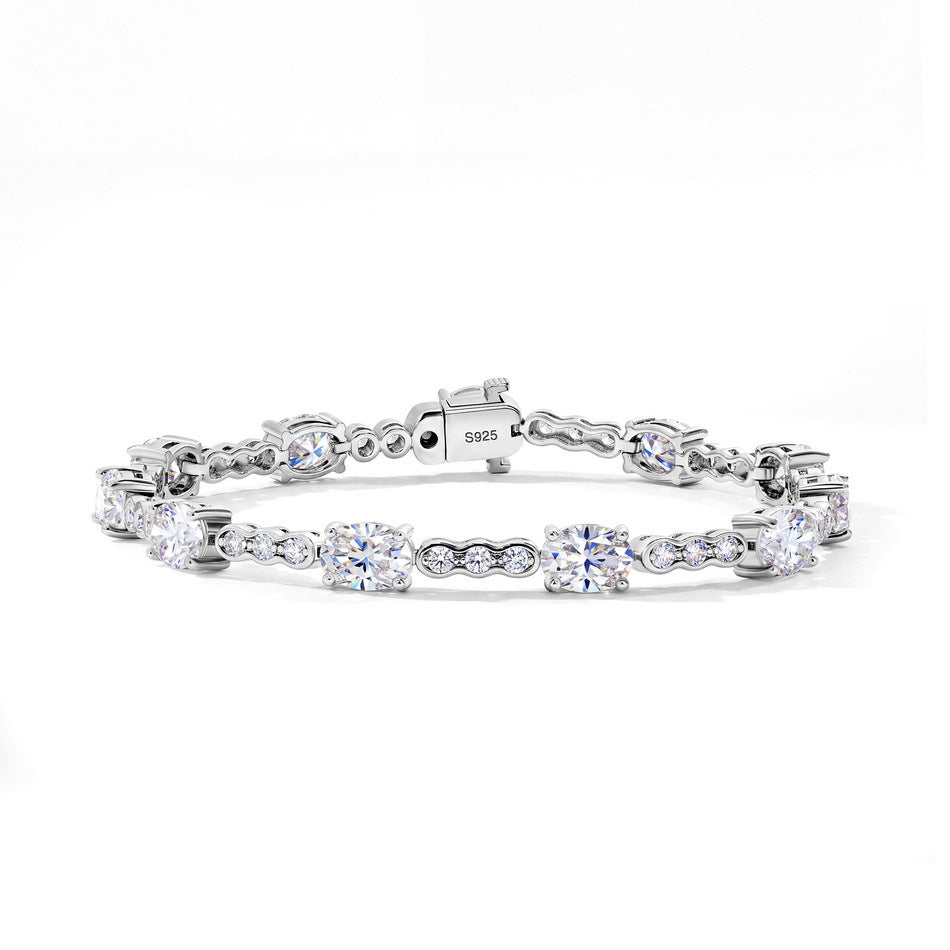 S925 Sterling Silver Moissanite Oval Bracelet