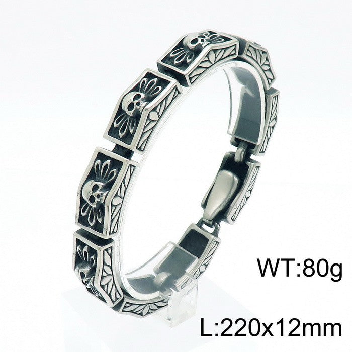 Planderful Men Punk Wolf Head Bracelet Titanium Steel