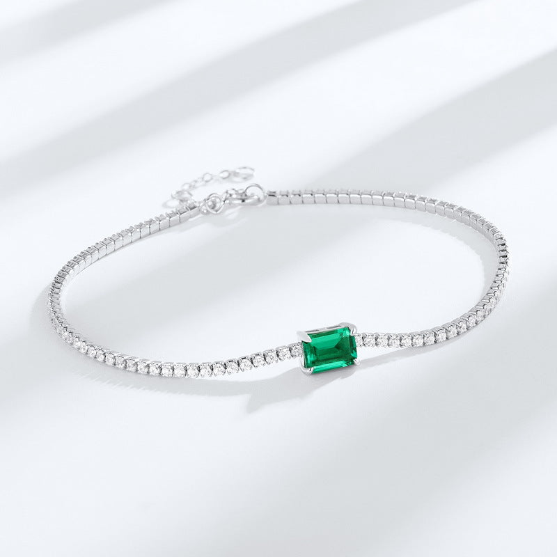 S925 Sterling Silver Lab-Grown Gemstone Geometric Bracelet